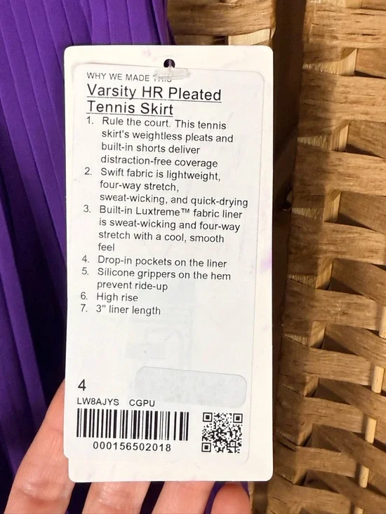 NWT Lululemon Varsity High-Rise Pleated Tennis Skirt Size 4 College Purple - Picture 3 of 8
